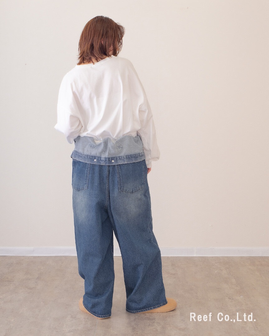 mililopiulu ミリロピュール Wウエスト デニム ロング サロペット 226954