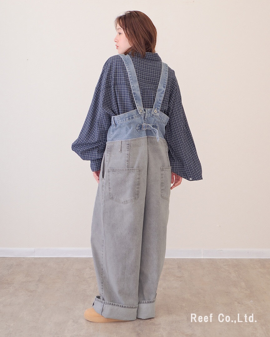 mililopiulu ミリロピュール Wウエスト デニム ロング サロペット 226954