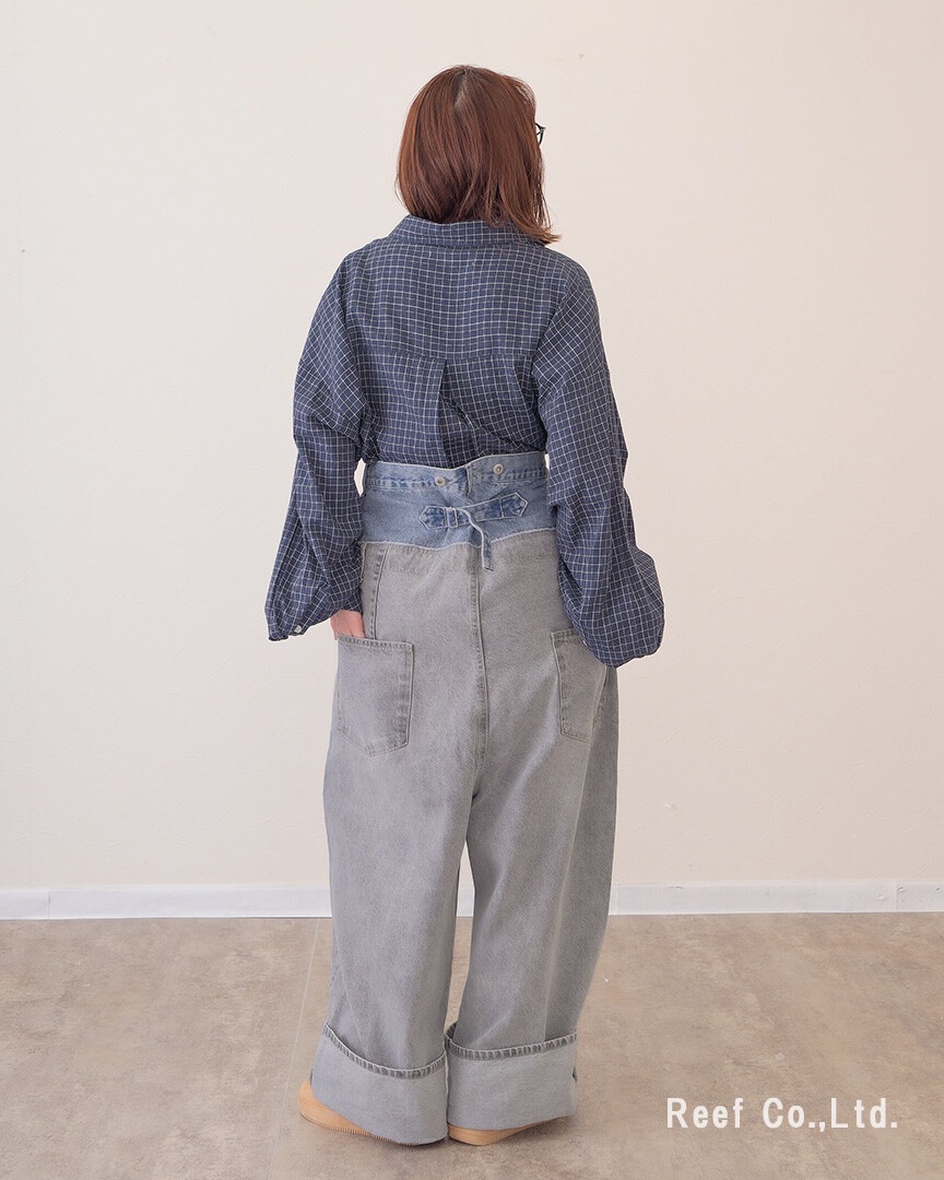 mililopiulu ミリロピュール Wウエスト デニム ロング サロペット 226954