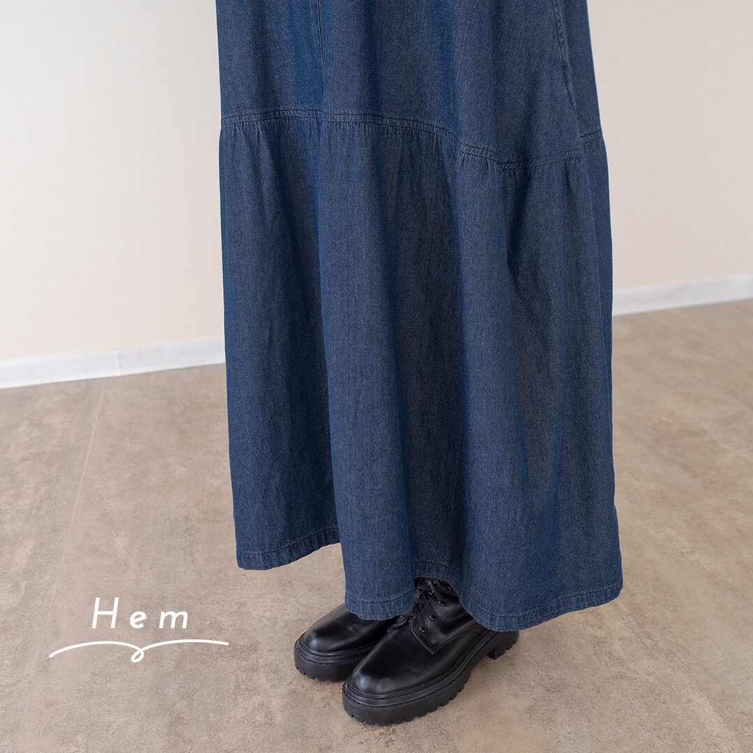 mili plus ミリプラス 裏毛×デニム ギャザーワンピ 225008