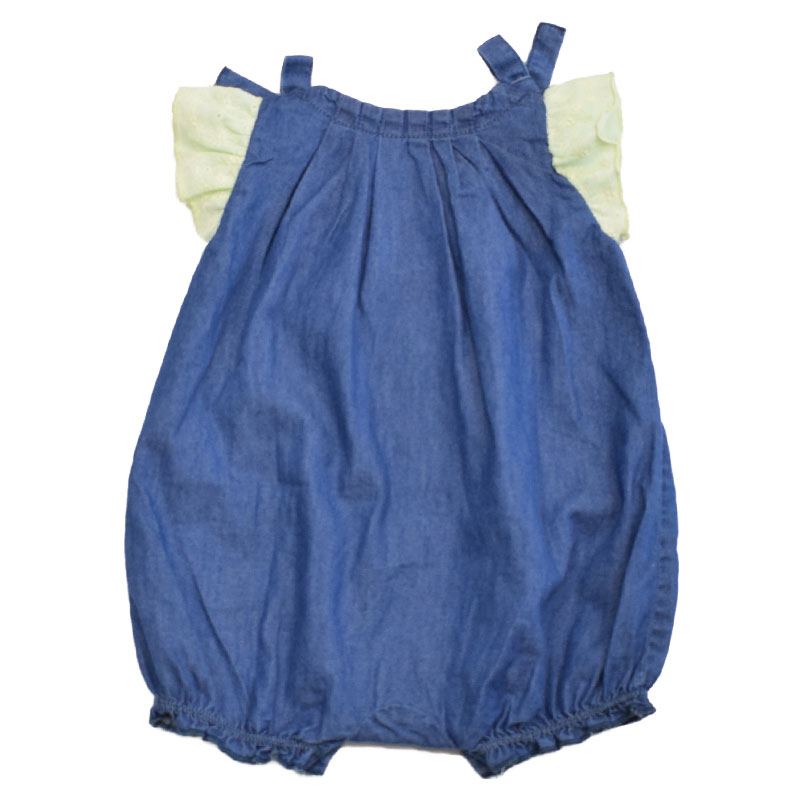 オーシャンアンドグラウンド Lastella デニムリボンギャザーロンパース 3310506