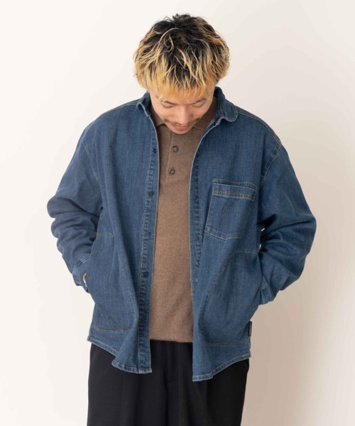 ジムマスター GYMMASTER 10ozストレッチデニム カツラギシャツジャケット チャコール G221718