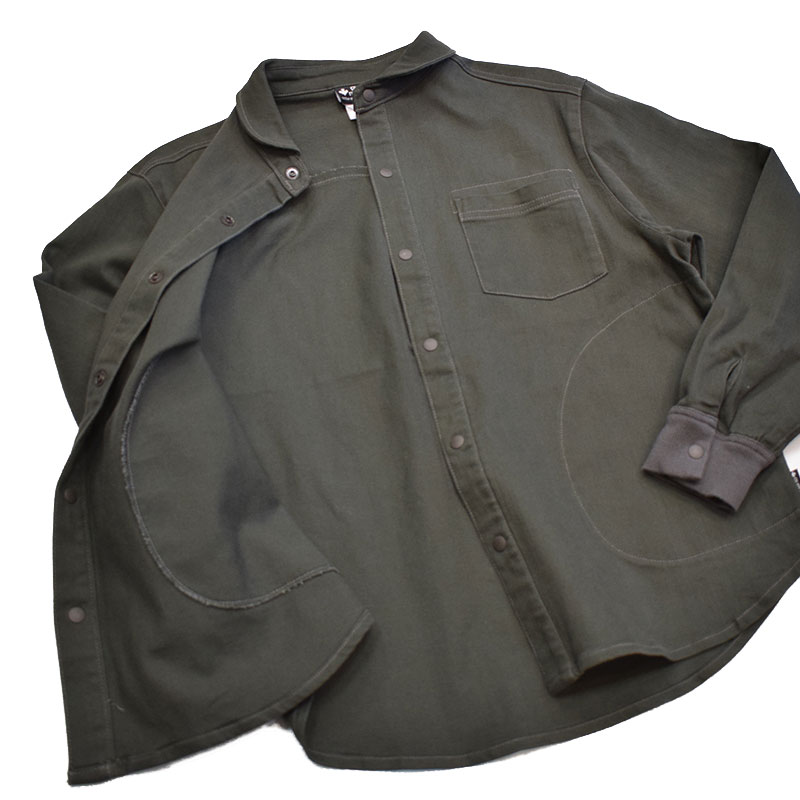 ジムマスター GYMMASTER 10ozストレッチデニム カツラギシャツジャケット チャコール G221718