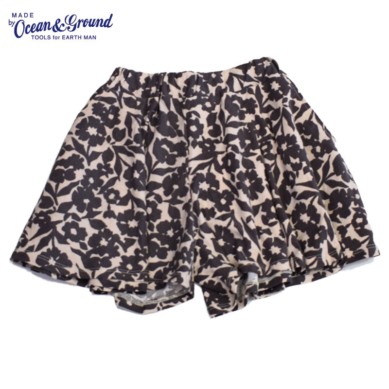 オーシャンアンドグラウンド カットソーフラワーショーツ BK 1317303