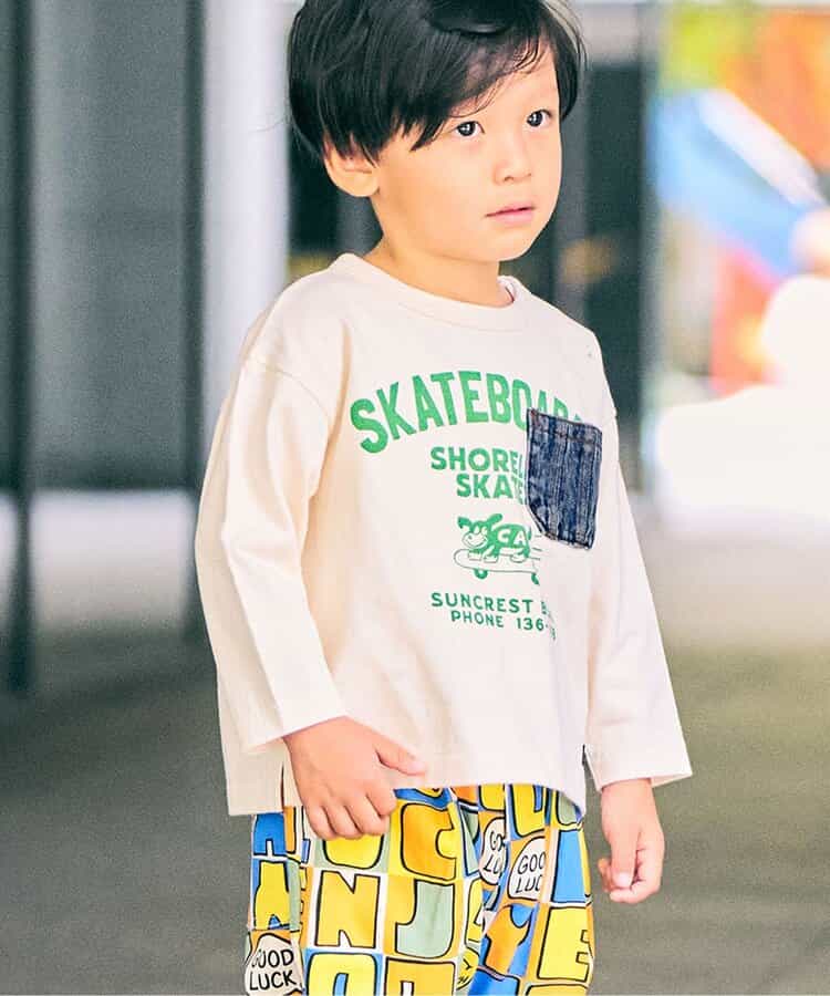 エフオーキッズ FOKIDS ヴィンテージロゴ デニムポケットTシャツ 406036