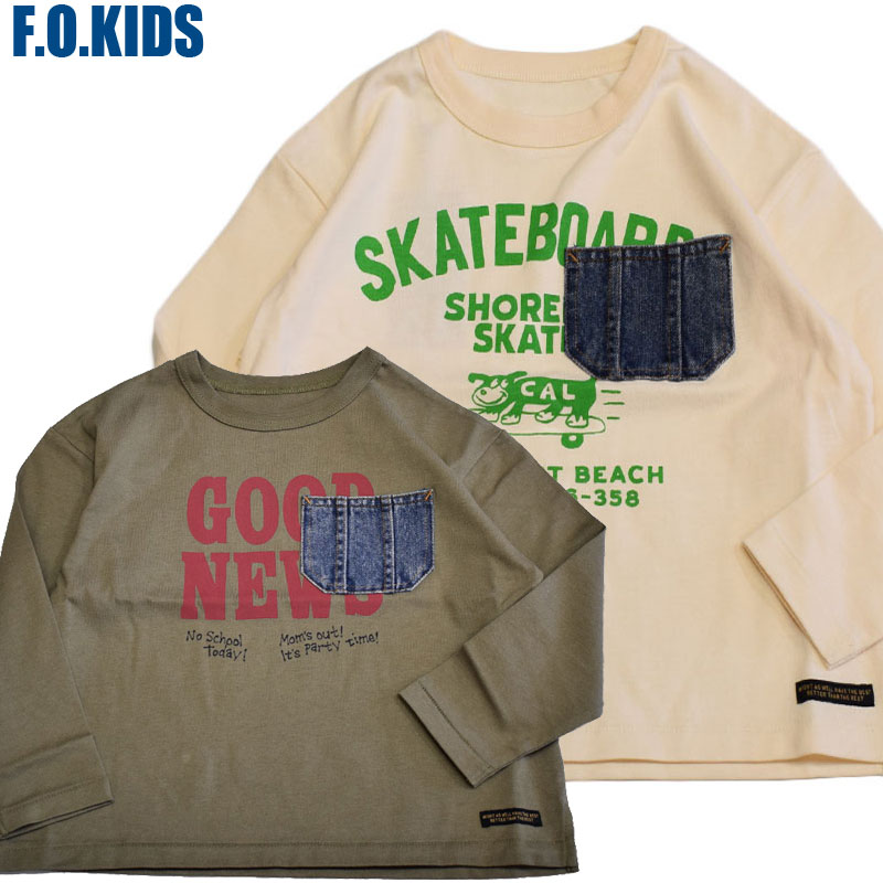 エフオーキッズ FOKIDS ヴィンテージロゴ デニムポケットTシャツ 406036