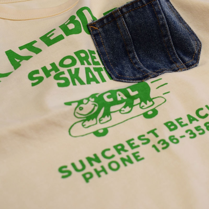 エフオーキッズ FOKIDS ヴィンテージロゴ デニムポケットTシャツ 406036
