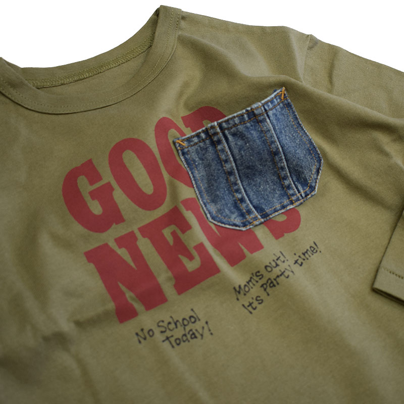 エフオーキッズ FOKIDS ヴィンテージロゴ デニムポケットTシャツ 406036
