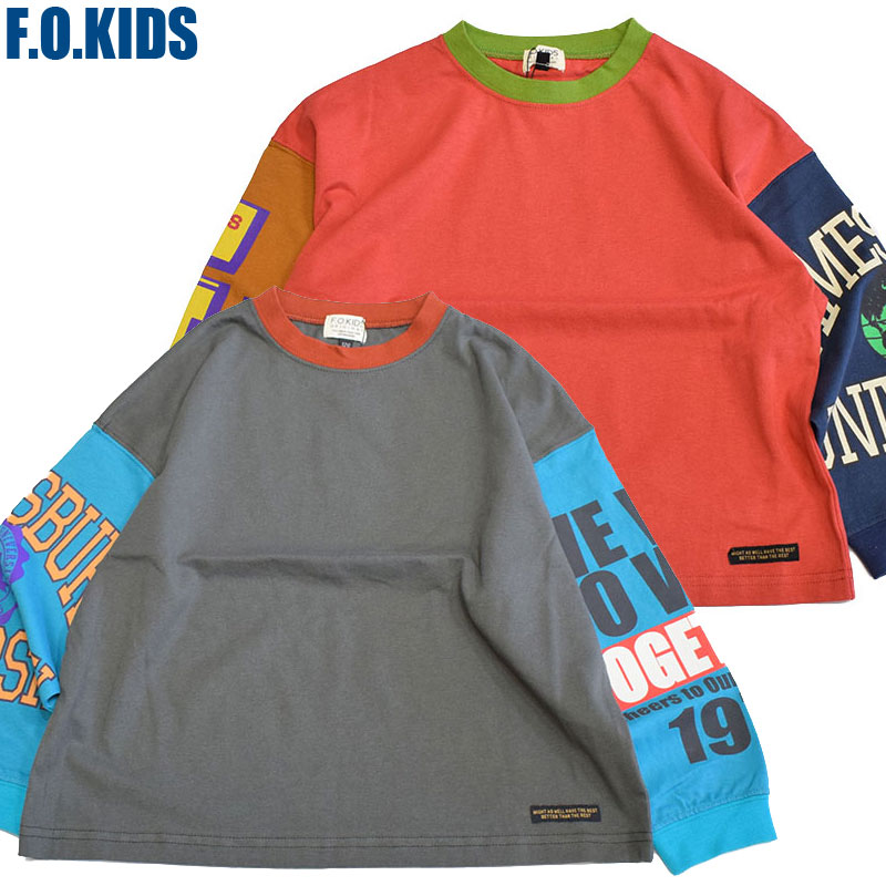エフオーキッズ FOKIDS スリーブプリントBIG ロングＴシャツ 406126