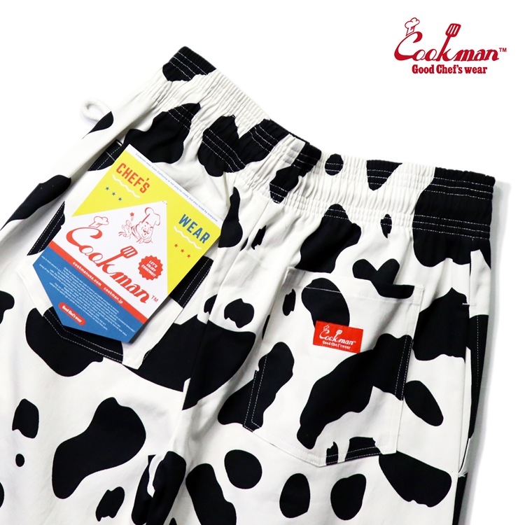 クックマン COOKMAN シェフパンツ ショート Cow 牛柄