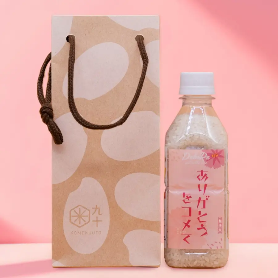 【お米のプチギフト】青森県産はれわたりPeboRa1本とお米柄手提げ袋のプチセット