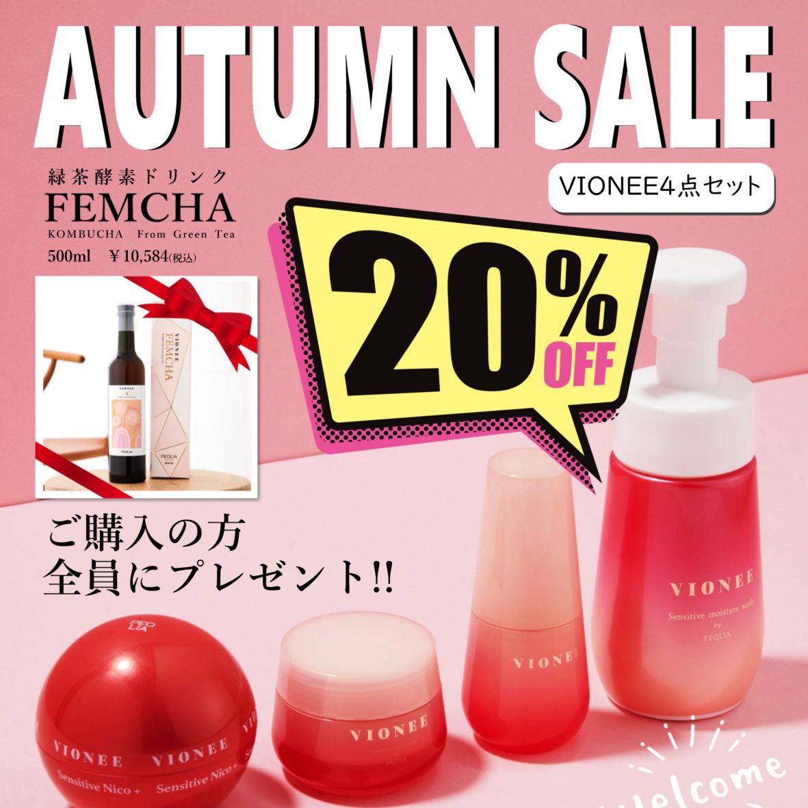 VIONEEアウターケア パーフェクト4点セット＋FEMCHA1本プレゼント