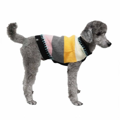 STITCHED KNIT VEST - BLACK