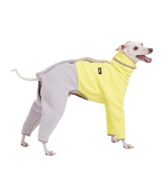 MARS HALF FLEECE JUMPER - LEMON/GREY