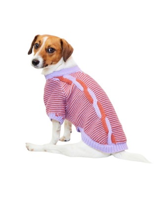 CABLE COTTON SWEATER - PURPLE/ORANGE