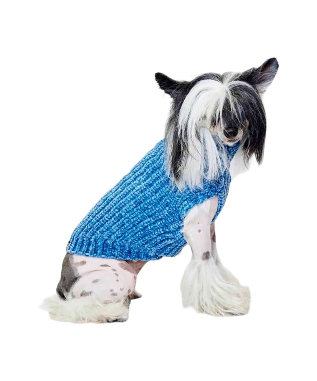 CHENILLE YARN SWEATER -BLUE