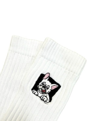 FRENCHI BULL DOG SOCKS - CREAM