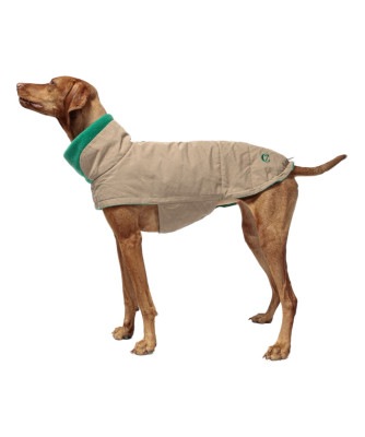 HUNDEMANTEL BROOKLYN WAXED COTTON SAND - BEIGE/GREEN