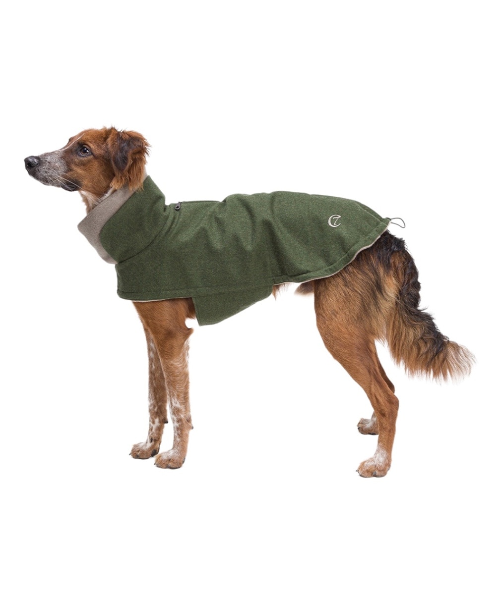 DOG COAT BROOKLYN FLANNEL FERN GREEN - GREEN/KHAKI