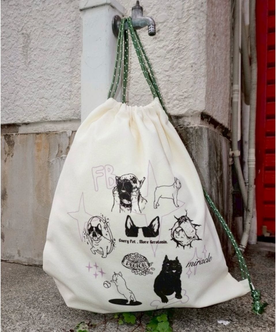 HAPPY FRENCHIE DAYS DRAWSTRING BAG