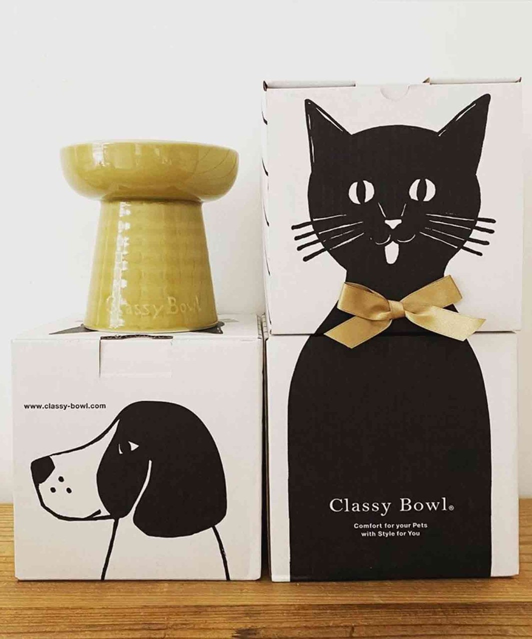 Classy Bowl Wooden Yummy Slope ２点セット 犬 猫 Wooden Yummy Slope Made in Japan