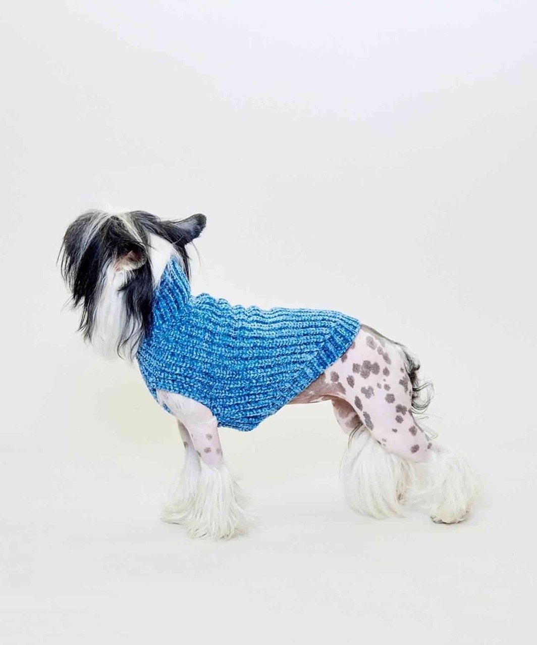 CHENILLE YARN SWEATER -BLUE