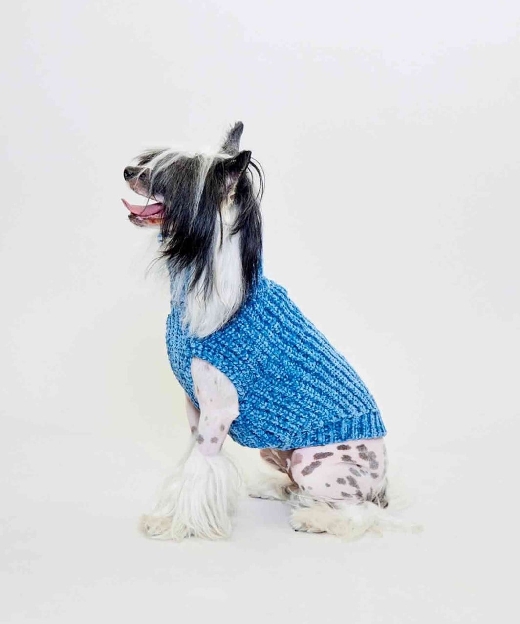 CHENILLE YARN SWEATER -BLUE