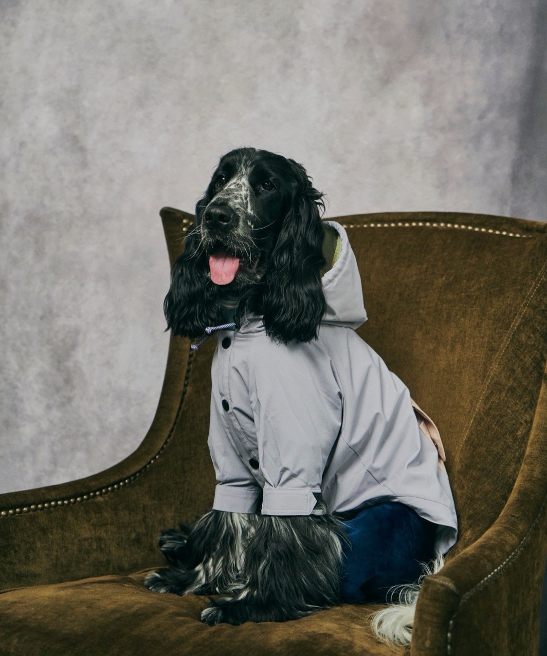 DRAWSTRING RAINCOAT - LIGHT GREY