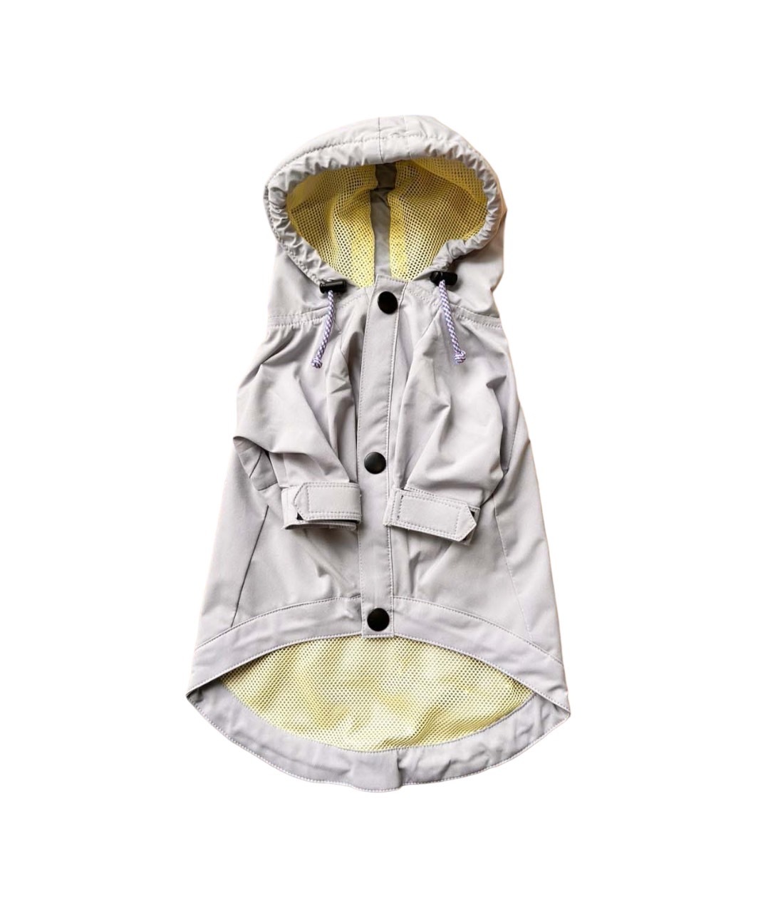DRAWSTRING RAINCOAT - LIGHT GREY | BRAND -おしゃれなドッグ