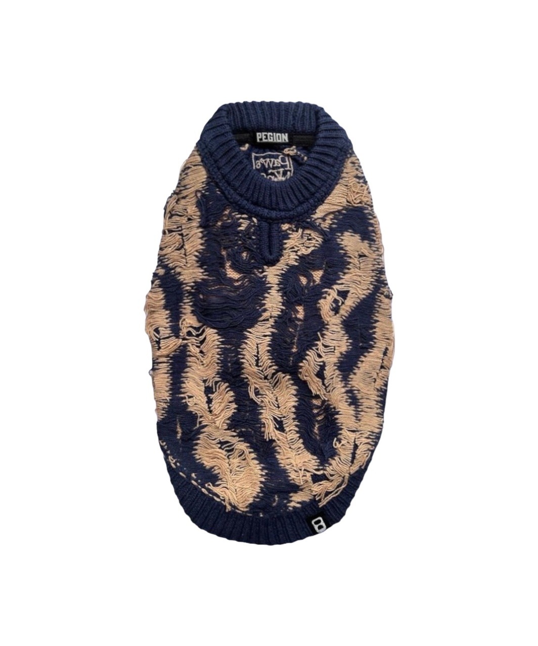 DAMAGED SWEATER - BLUE×PINK BEIGE