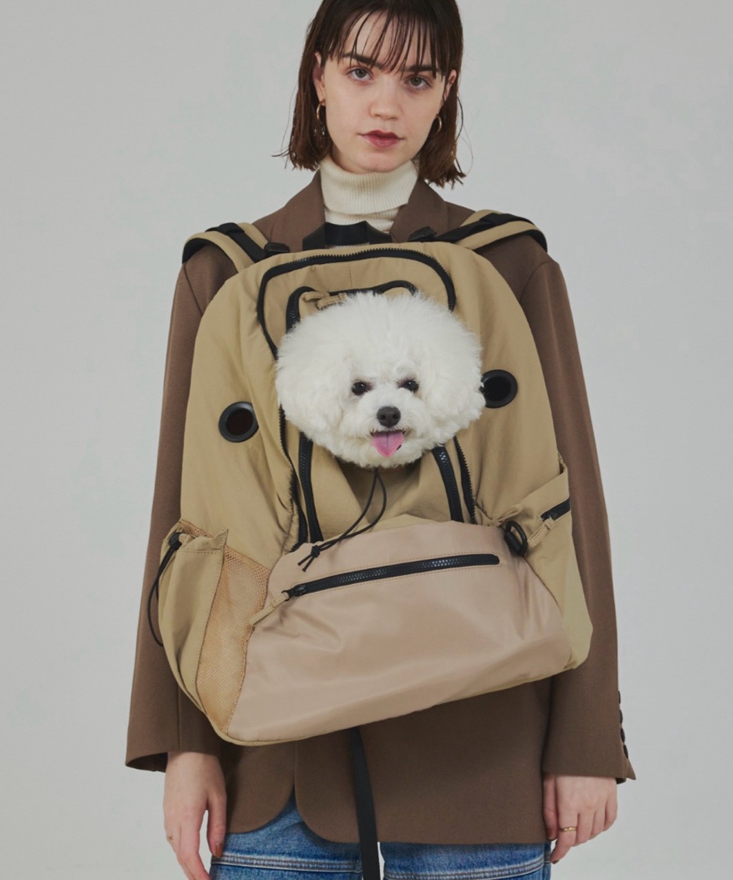 【MATIE】PET CARRY SACK - KHAKI