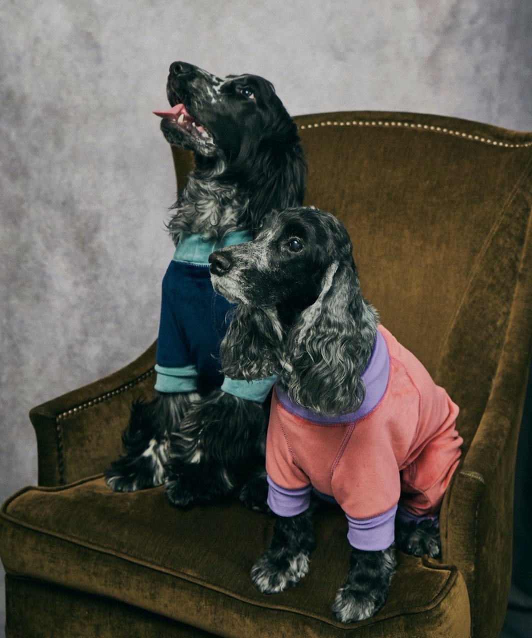 FUR VELOUR ROMPERS - NAVY/MINT