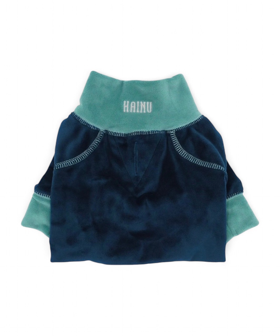 FUR VELOUR ROMPERS - NAVY/MINT