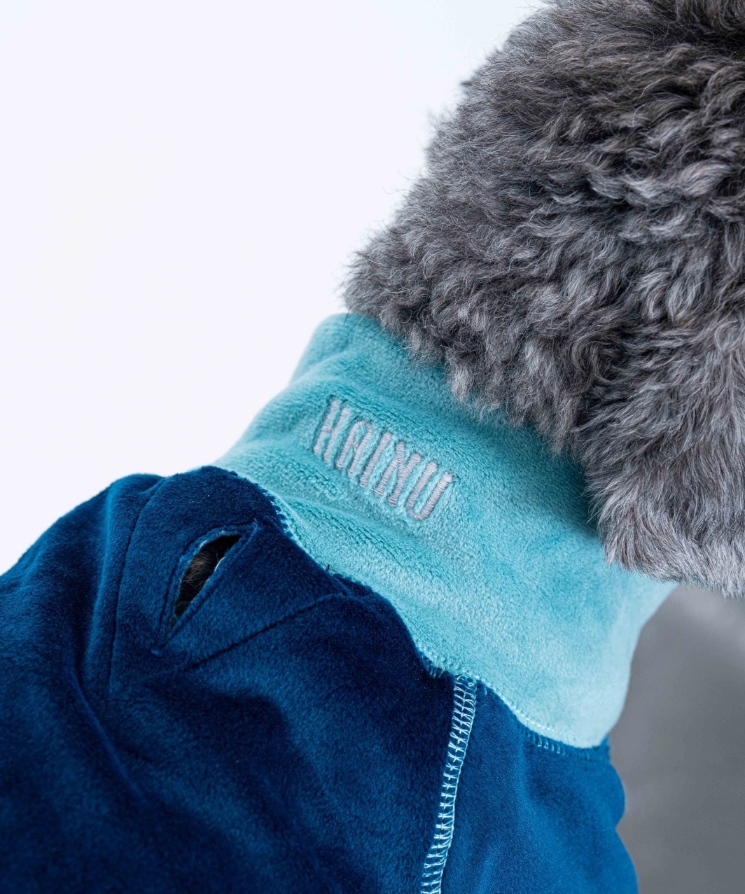 FUR VELOUR ROMPERS - NAVY/MINT
