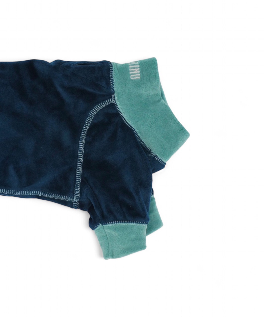 FUR VELOUR ROMPERS - NAVY/MINT