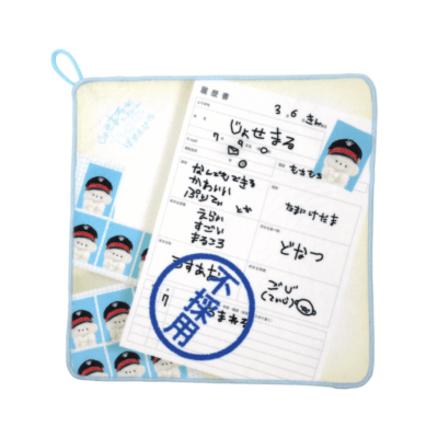 じょせまる　うかる！　めんせつ　はんかち【受注/2026年6月中旬以降発送予定/到着日時指定不可】