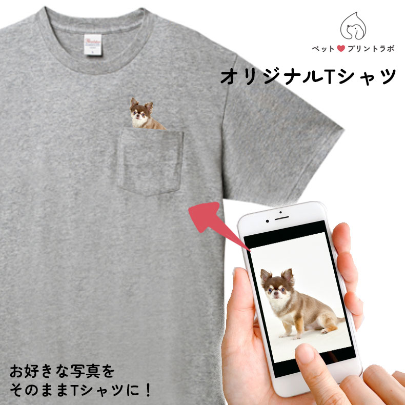 ペットプリントラボ オリジナル Tシャツ シャツ ポケット付き ペット 犬 猫 ネコ 子供 赤ちゃん メンズ キッズ レディース 半袖 無地 ロゴ ゆったり カジュアル