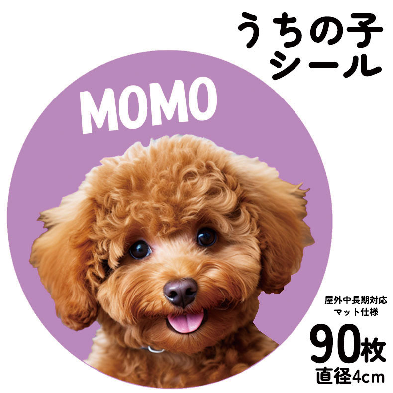 90枚 名入れ うちの子 名刺 シール ステッカー アイコン オリジナル 写真 オーダーメイド 直径4cm ペット 犬 猫 子ども 子供 赤ちゃん