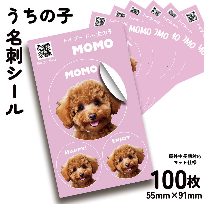 100枚 名入れ うちの子 名刺 シール ステッカー アイコン オリジナル 写真 オーダーメイド 直径4cm 2cm ペット 犬 猫 子ども 赤ちゃん オフ会 イベント