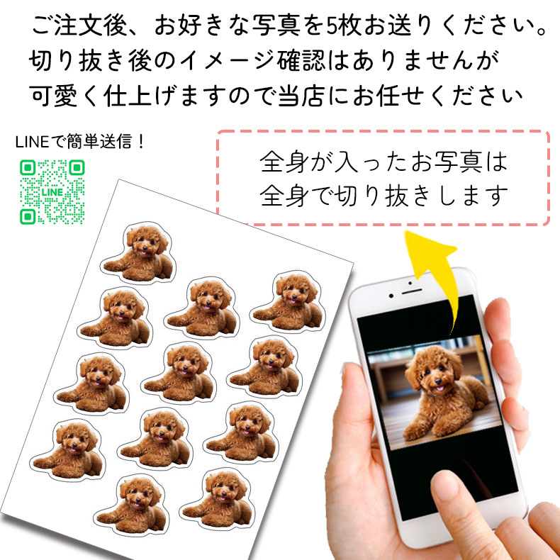うちの子 シール ステッカー オ リジナルステッカー 写真 オーダ ーメイド 12枚×5種類 ペット 犬 猫 子ども 赤ちゃん オフ会 イ ベント ペットプリントラボ