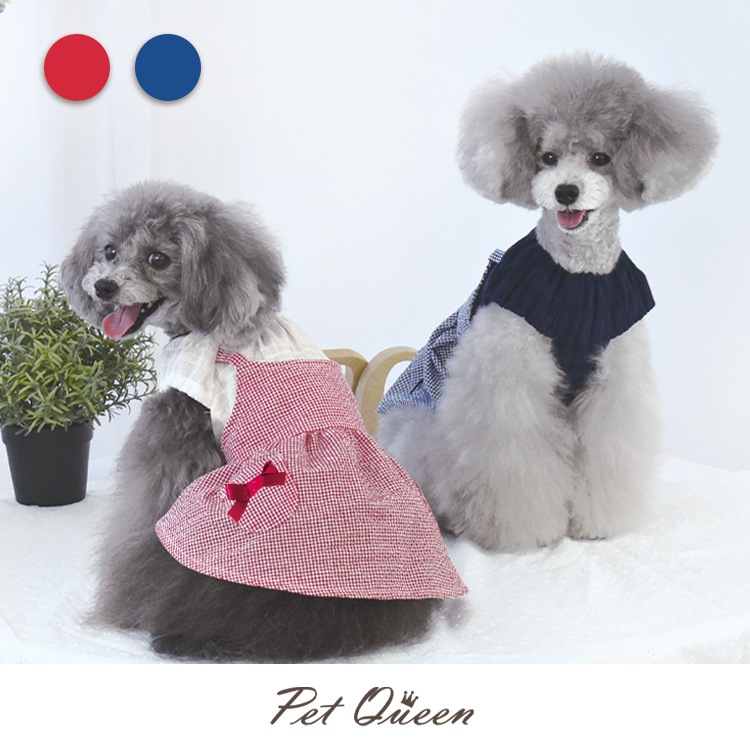 22年春夏新商品 ギンガムサロペット Brand Petqueen 犬服などペット服とペット用品の販売ペットクイーン
