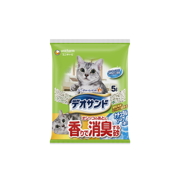 ユニチャーム デオサンド オシッコのあとに香りで消臭する砂 ナチュラルソープの香り 5L