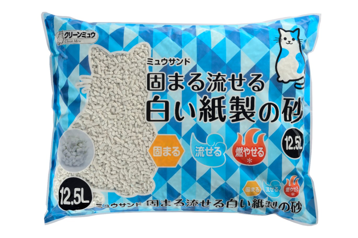 シーズイシハラ　ミュウサンド　固まる流せる白い紙砂１２．５Ｌ