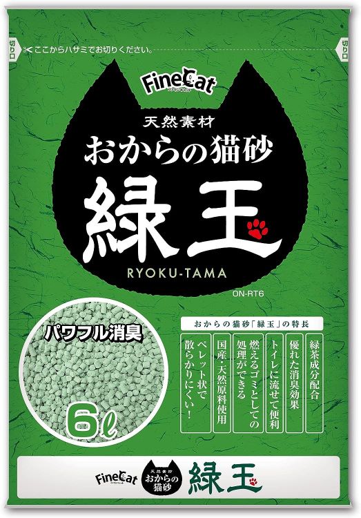 【ケース割引５％】常陸　おからの猫砂　緑玉　　６Ｌ×４袋【ケース割引５％】