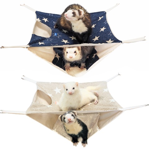 レインボー ダブルでおやすみ デニム風プリント/フェレット