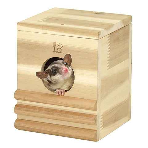 リスモモ アカシアハウス/寝床 隠れ家 木製ハウス フクロモモンガ