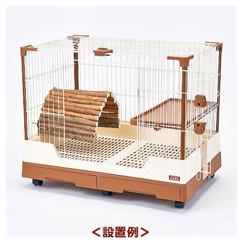 小動物用ケージ 回し車・ハウスセット チンチラ　デグー　モルモット　ウサギなど CASA フレキシブルデッキ L/ハウス トンネル ロフト 天然木 うさぎ