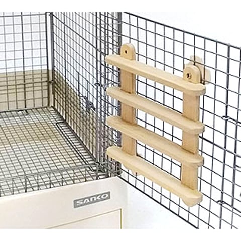 木製隠れ家型ケージ かじり木付き かじり木フェンス/齧り木 おもちゃ ストレス解消 木製 ケージ 固定