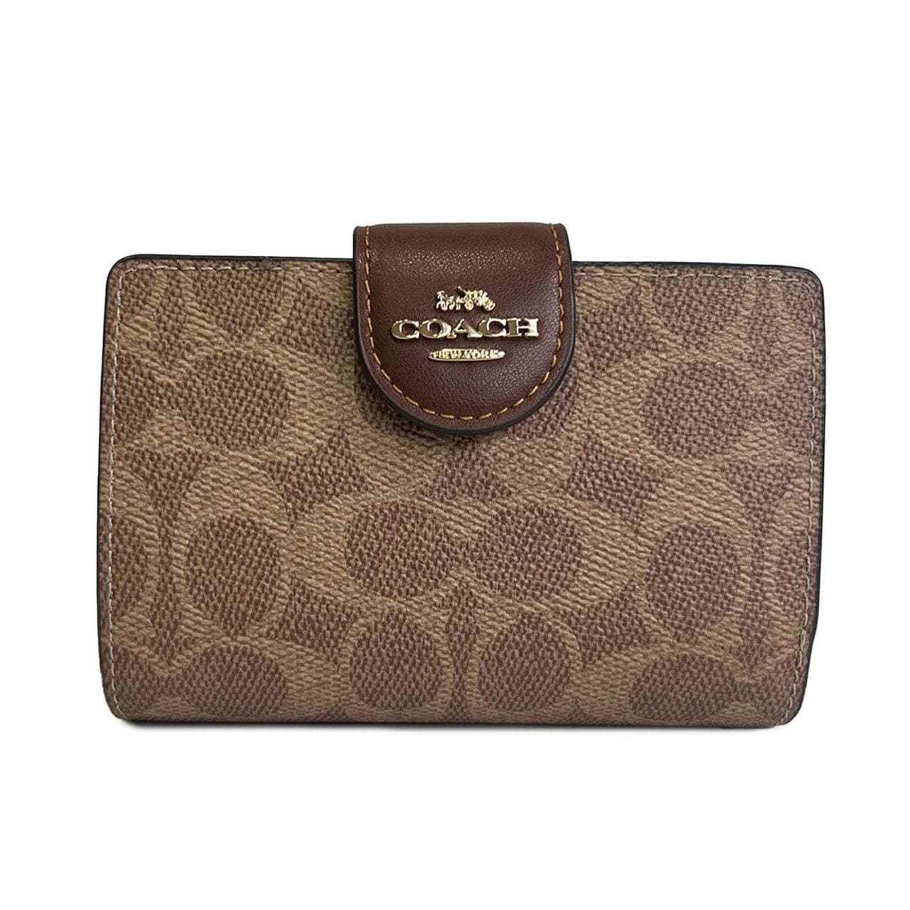 コーチ COACH 折り財布 レディース シグネチャー ミディアム コーナー ジップ ウォレット CW786 IMXHE タン×ブラウン