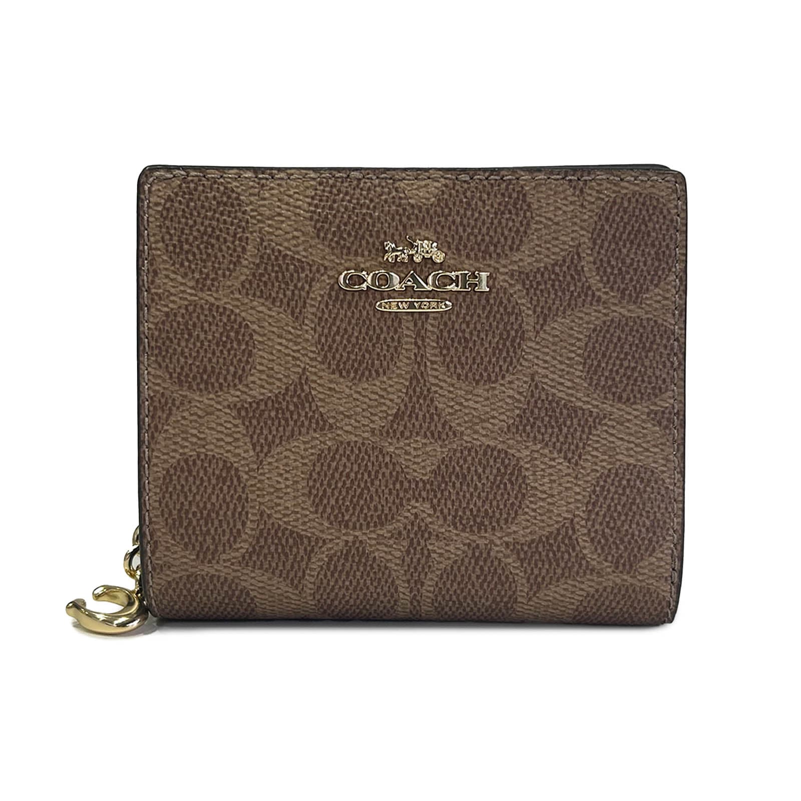 コーチ 財布 レディース COACH 折り財布 シグネチャー スナップ ウォレット CW789 IMXHE タン×ブラウン 